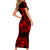 Polynesian Pride Plumeria Flowers Short Sleeve Body Long Dress Polynesian Tribal Red Vibe LT9 - Polynesian Pride