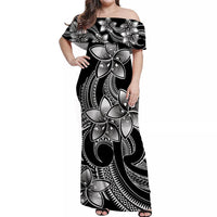 Polynesian Couple Outfits Plumeria Flowers Matching Dress and Hawaiian Shirt Polynesian Tribal White Vibe LT9 - Polynesian Pride