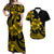 Polynesian Couple Outfits Plumeria Flowers Matching Dress and Hawaiian Shirt Polynesian Tribal Yellow Vibe LT9 Yellow - Polynesian Pride