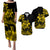 Polynesian Couple Outfits Plumeria Flowers Puletasi Dress and Hawaiian Shirt Polynesian Tribal Yellow Vibe LT9 Yellow - Polynesian Pride