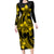 Polynesian Pride Plumeria Flowers Long Sleeve Dress Polynesian Tribal Yellow Vibe LT9 Polyester/spandex Yellow - Polynesian Pride