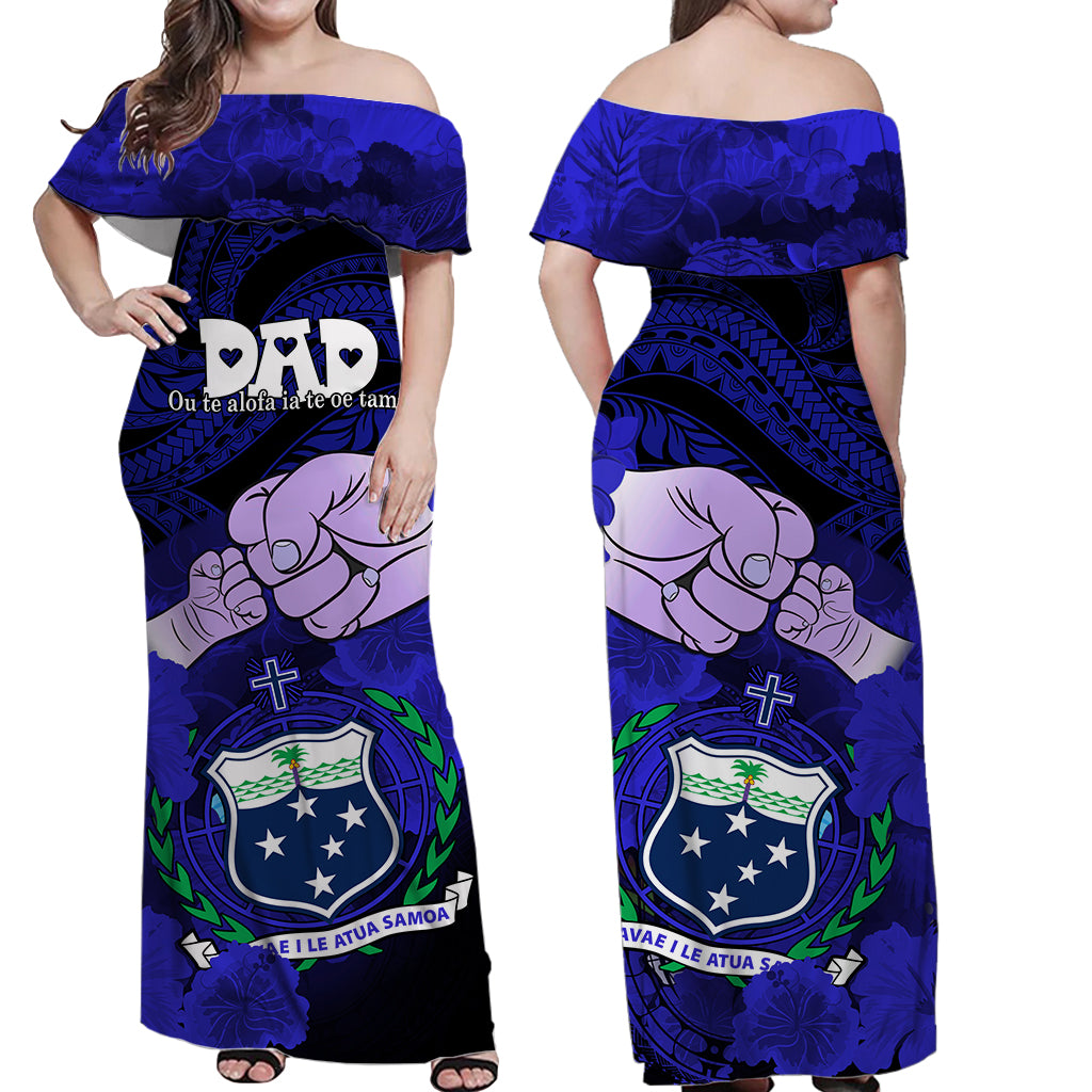 Fathers Day Polynesian Islands Matching Dress and Hawaiian Shirt Dad Ou Te Alofa Ia Te Oe Tama Blue LT9 - Polynesian Pride