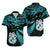 Matching Outfits For Couples Maori Short Sleeve Body Long Dress and Hawaiian Shirt Matariki Stars Manaia with Paua Shell - Aqua LT9 - Polynesian Pride