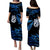 Couples Matching Hawaiian Outfits Matariki New Zealand Puletasi Dress and Hawaiian Shirt Manaia with Paua Shell - Blue LT9 - Polynesian Pride