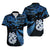 Couples Matching Hawaiian Outfits Matariki New Zealand Puletasi Dress and Hawaiian Shirt Manaia with Paua Shell - Blue LT9 - Polynesian Pride