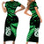 Matching Outfits For Couples Maori Short Sleeve Body Long Dress and Hawaiian Shirt Matariki Stars Manaia with Paua Shell - Green LT9 - Polynesian Pride