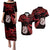 Couples Matching Hawaiian Outfits Matariki New Zealand Puletasi Dress and Hawaiian Shirt Manaia with Paua Shell - Red LT9 Red - Polynesian Pride
