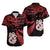 Couples Matching Hawaiian Outfits Matariki New Zealand Puletasi Dress and Hawaiian Shirt Manaia with Paua Shell - Red LT9 - Polynesian Pride