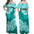 Polynesian Floral Tribal Off Shoulder Long Dress - Turquoise LT9 - Polynesian Pride