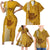 Strong Maui Family Short Sleeve Bodycon Dress and Hawaiian Shirt Good Living Hawaii with Shaka Sign Kakau Tribal Gold LT9 Gold - Polynesian Pride
