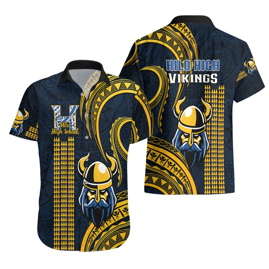 Matching Outfit For Couples Hawaii Hilo High School Puletasi Dress and Hawaiian Shirt Polynesian Kakau Pattern LT14 - Polynesian Pride