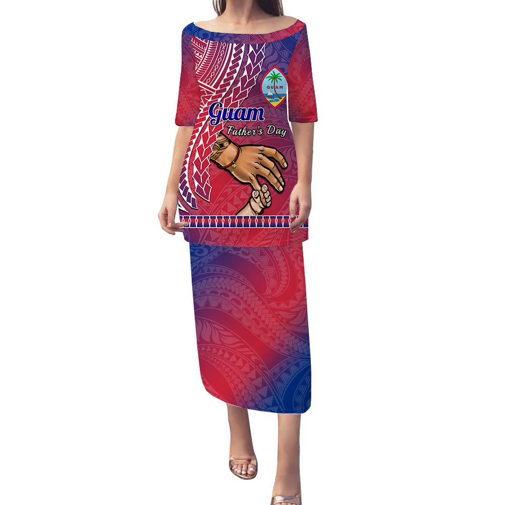 Polynesian Pride Father Day Guam Puletasi Dress I Love You Dad Guaman Latte Stone LT14 Long Dress Red - Polynesian Pride