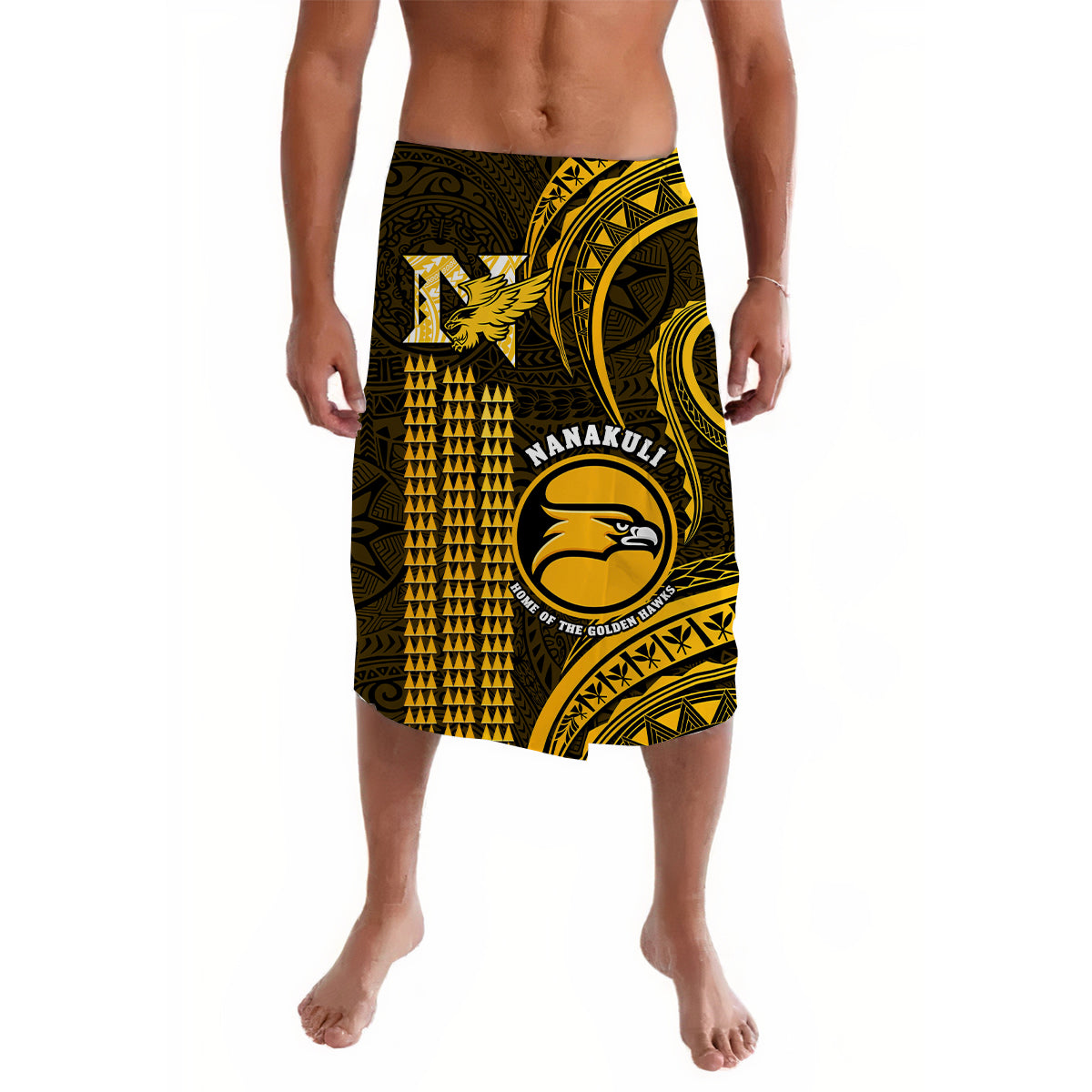 Hawaii Nanakuli High And Intermediate School Lavalava Polynesian Kakau Pattern LT14 Gold - Polynesian Pride