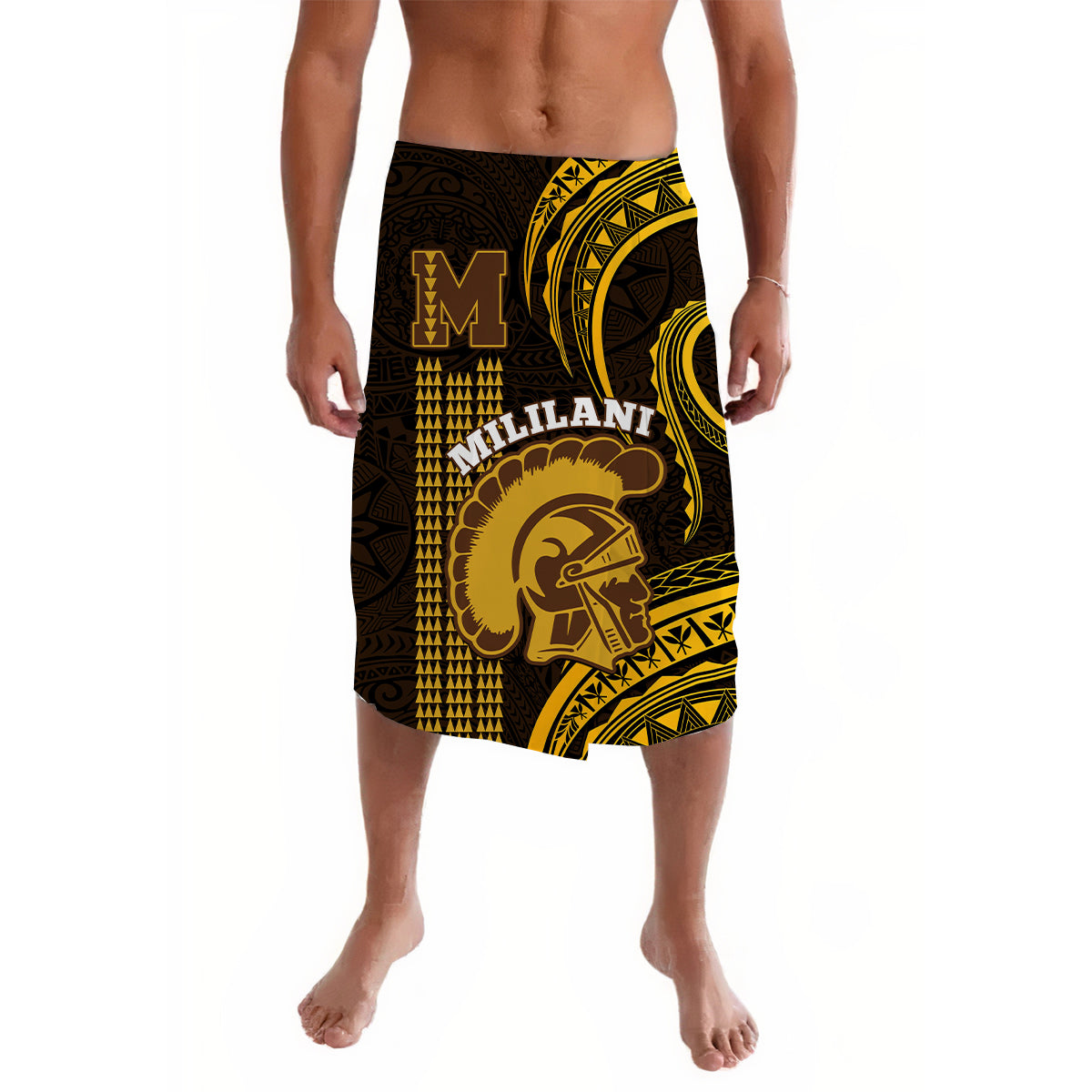 Hawaii Mililani High School Lavalava Polynesian Kakau Pattern LT14 Gold - Polynesian Pride