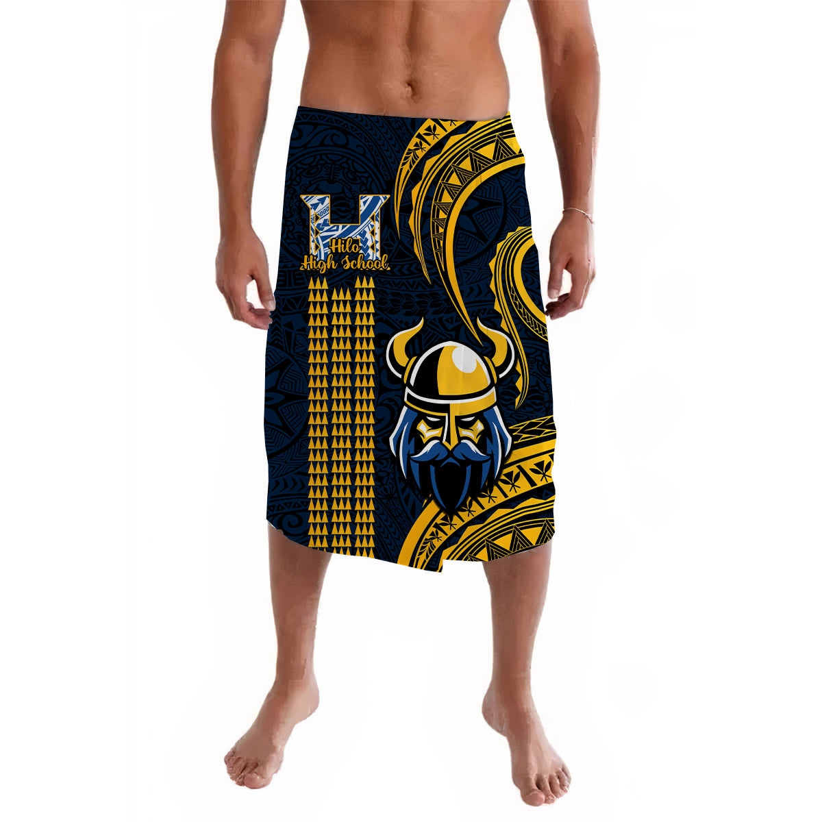 Hawaii Hilo High School Lavalava Polynesian Kakau Pattern LT14 Gold - Polynesian Pride