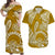 Couples Matching Hawaiian Outfits Couples Long Dress and Hawaiian Shirt Hawaiian Tribal Honu Gold Version LT14 Gold - Polynesian Pride