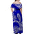 Hawaii Off Shoulder Long Dress Hawaiian Tribal Honu Blue Version LT14 - Polynesian Pride