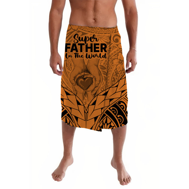 Polynesian Fathers Day Gift For Dad Lavalava Super Father In The World Gold Polynesian Pattern LT9 Gold - Polynesian Pride