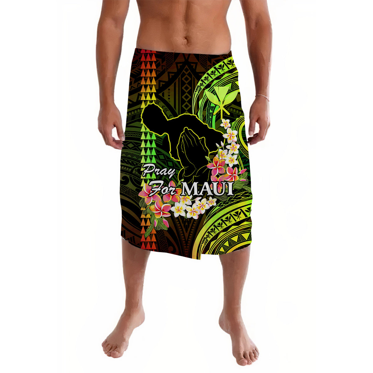 Hawaii Lavalava Pray For Maui Hawaiian Plumeria Be Strong Reggae Verison LT14 Reggae - Polynesian Pride