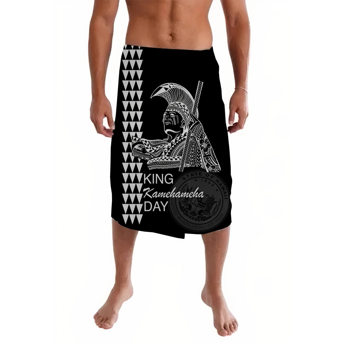 Hawaii Lavalava King Kamehameha Day White LT6 Lavalava White - Polynesian Pride