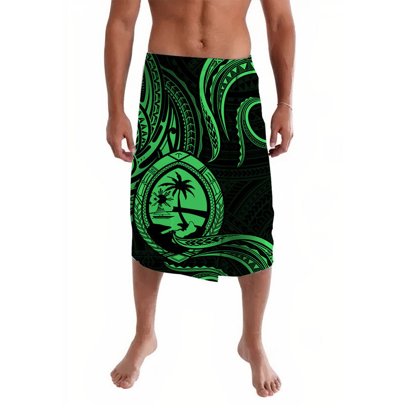 Polynesian Pride Guam With Polynesian Tribal Tattoo and Coat of Arms Lavalava Green Version LT9 Green - Polynesian Pride