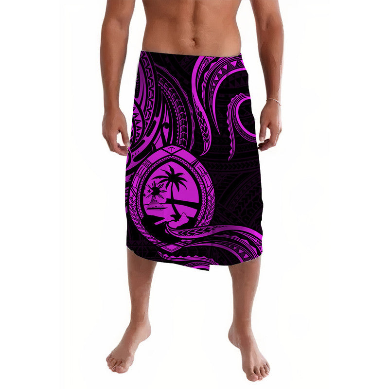 Polynesian Pride Guam With Polynesian Tribal Tattoo and Coat of Arms Lavalava Purple Version LT9 Purple - Polynesian Pride