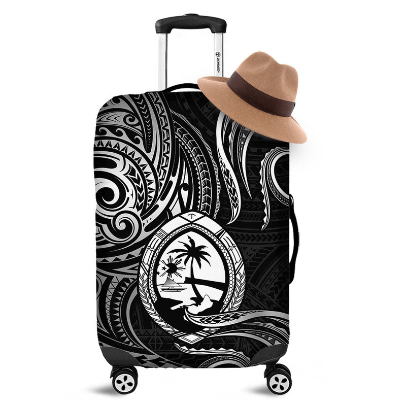 Polynesian Pride Guam With Polynesian Tribal Tattoo and Coat of Arms Luggage Cover Black Version LT9 Black - Polynesian Pride