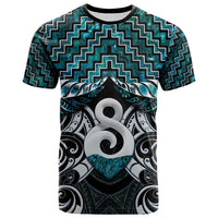 New Zealand Maori T Shirt Poutama Pikorua - Single Twist Turquoise Paua Shell LT05