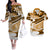 Polynesian Tribal Couples Matching Outfits Combo Long Sleeve Dress And Hawaiian Shirt Gold LT6 Gold - Polynesian Pride