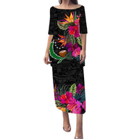 Pohnpei Polynesian Tribal Puletasi Dress - LT12 Long Dress Black - Polynesian Pride