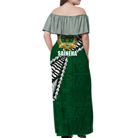 Tonga Saineha High School Tongan Patterns Off Shoulder Long Dress - LT12 - Polynesian Pride