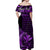 Hawaii Hammerhead Shark Off Shoulder Long Dress Polynesian Kakau With Kanaka Purple LT14 - Polynesian Pride