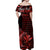 Hawaii Hammerhead Shark Off Shoulder Long Dress Polynesian Kakau With Kanaka Red LT14 - Polynesian Pride