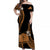 Tokelau Off Shoulder Long Dress Tokelauan Tatau With Badge Gold LT14 Women Gold - Polynesian Pride