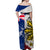 Philippines And Australia Off Shoulder Maxi Dress Aboriginal Polynesian With Coat Of Arms Art LT14 - Polynesian Pride