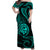 Polynesian Pride Guam With Polynesian Tribal Tattoo and Coat of Arms Off Shoulder Long Dress Turquoise Version LT9 - Polynesian Pride