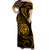 Polynesian Pride Guam With Polynesian Tribal Tattoo and Coat of Arms Off Shoulder Long Dress Gold Version LT9 - Polynesian Pride