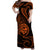 Polynesian Pride Guam With Polynesian Tribal Tattoo and Coat of Arms Off Shoulder Long Dress Orange Version LT9 - Polynesian Pride