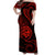 Polynesian Pride Guam With Polynesian Tribal Tattoo and Coat of Arms Off Shoulder Long Dress Red Version LT9 - Polynesian Pride