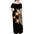 Polynesian Off Shoulder Long Dress With Plumeria Flower Gold LT6 - Polynesian Pride