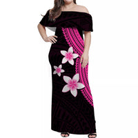 Polynesian Matching Dress and Hawaiian Shirt with Plumeria Flower Pink LT6 - Polynesian Pride