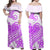 Polynesian Tribal Tattoo Retro Off Shoulder Long Dress Purple Screen Color LT9 Women Purple - Polynesian Pride