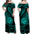 Polynesian Pride Guam With Polynesian Tribal Tattoo and Coat of Arms Off Shoulder Long Dress Turquoise Version LT9 Women turquoise - Polynesian Pride