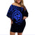 Polynesian Pride Guam With Polynesian Tribal Tattoo and Coat of Arms Off Shoulder Short Dress Blue Version LT9 - Polynesian Pride