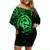 Polynesian Pride Guam With Polynesian Tribal Tattoo and Coat of Arms Off Shoulder Short Dress Green Version LT9 - Polynesian Pride