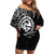 Polynesian Pride Guam With Polynesian Tribal Tattoo and Coat of Arms Off Shoulder Short Dress Black Version LT9 - Polynesian Pride