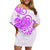 Polynesian Tribal Tattoo Retro Off Shoulder Short Dress Purple Screen Color LT9 - Polynesian Pride