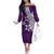 Polynesian Off Shoulder Long Sleeves Dress With Plumeria Flower Purple LT6 Women Purple - Polynesian Pride