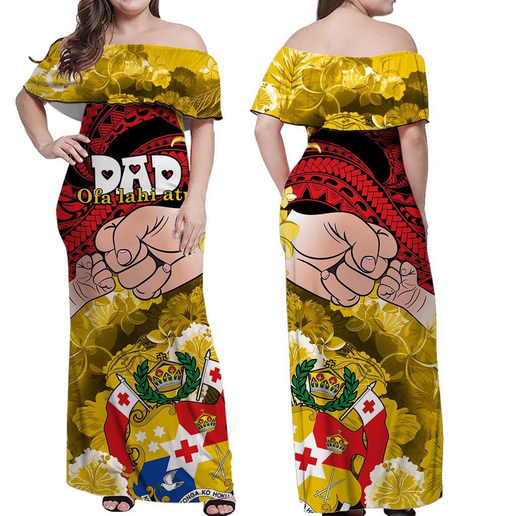 Dads Day Tonga Matching Dress and Hawaiian Shirt Idea Dad Ofa lahi atu Polynesian Flowers Tribal LT9 - Polynesian Pride