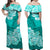 Polynesian Floral Tribal Off Shoulder Long Dress Turquoise LT9 - Polynesian Pride